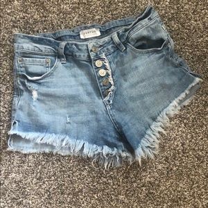 Light wash jean shorts